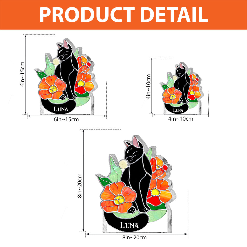 Black Cat - Personalized Black Cat Custom Shaped Acrylic Plaque