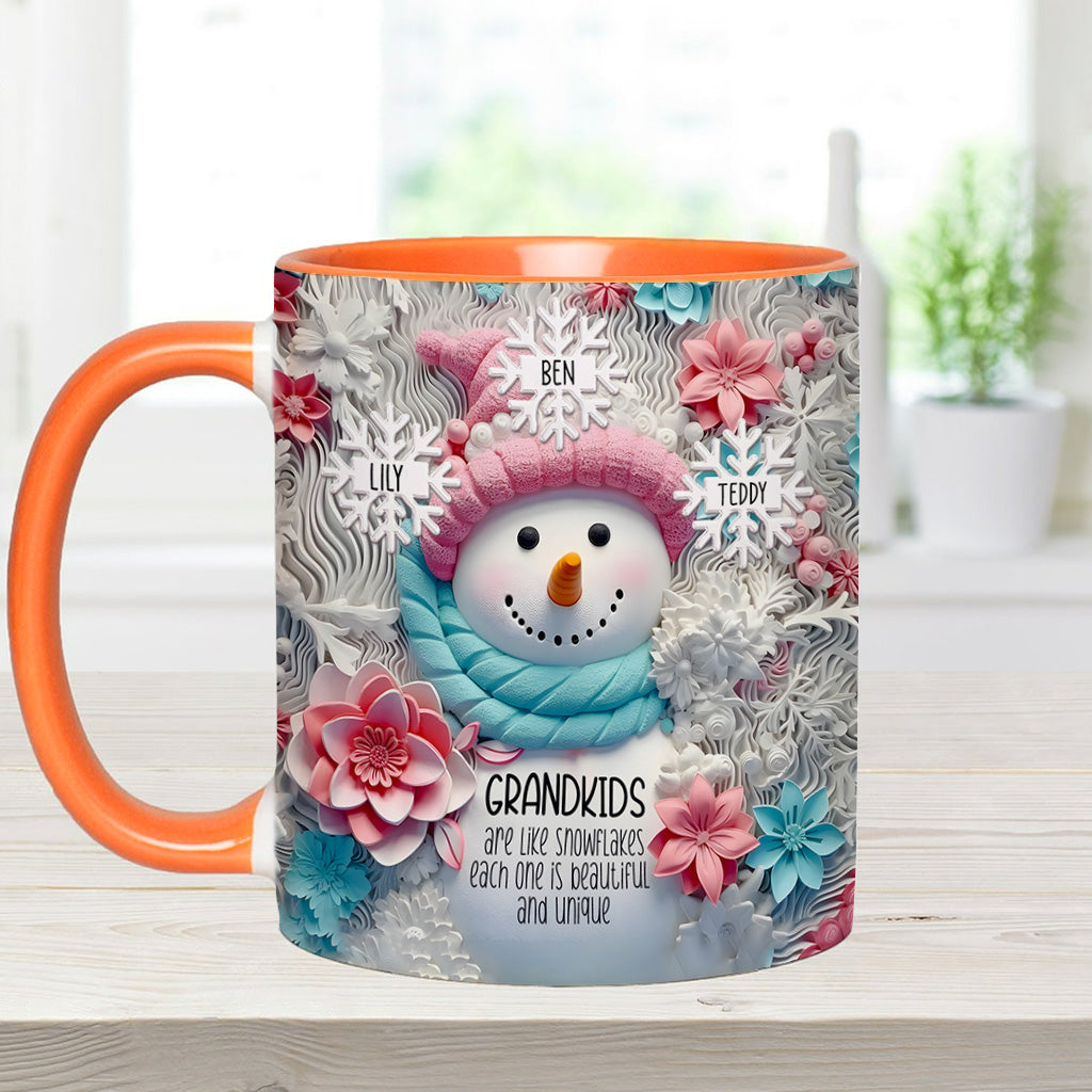 Enkelkinder sind wie Schneeflocken – Geschenk für Oma – Personalisierte Tasse mit Akzent