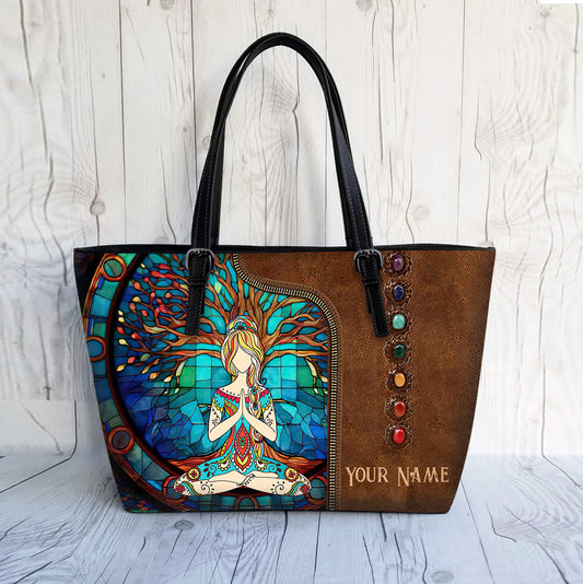 Namaste Green – Personalisierte Yoga-Ledertasche