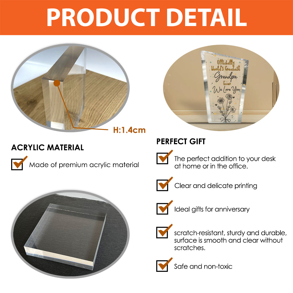 Offiziell die beste Mama der Welt – Geschenk für Mama, Oma, Ehefrau, Papa, Opa, Ehemann – Personalisierte Acrylplakette in individueller Form