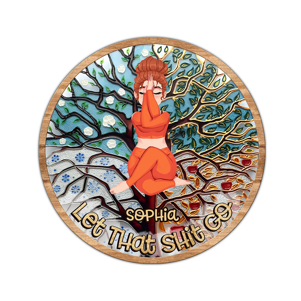 Let That Shit Go - Personalized Yoga Round Rug