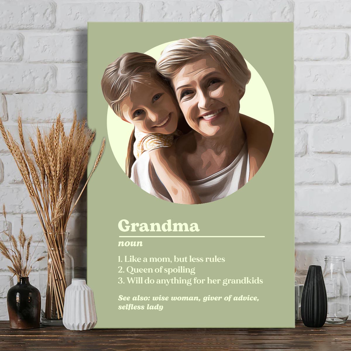 Oma-Porträt – Definition – Personalisierte Oma-Leinwand und Poster