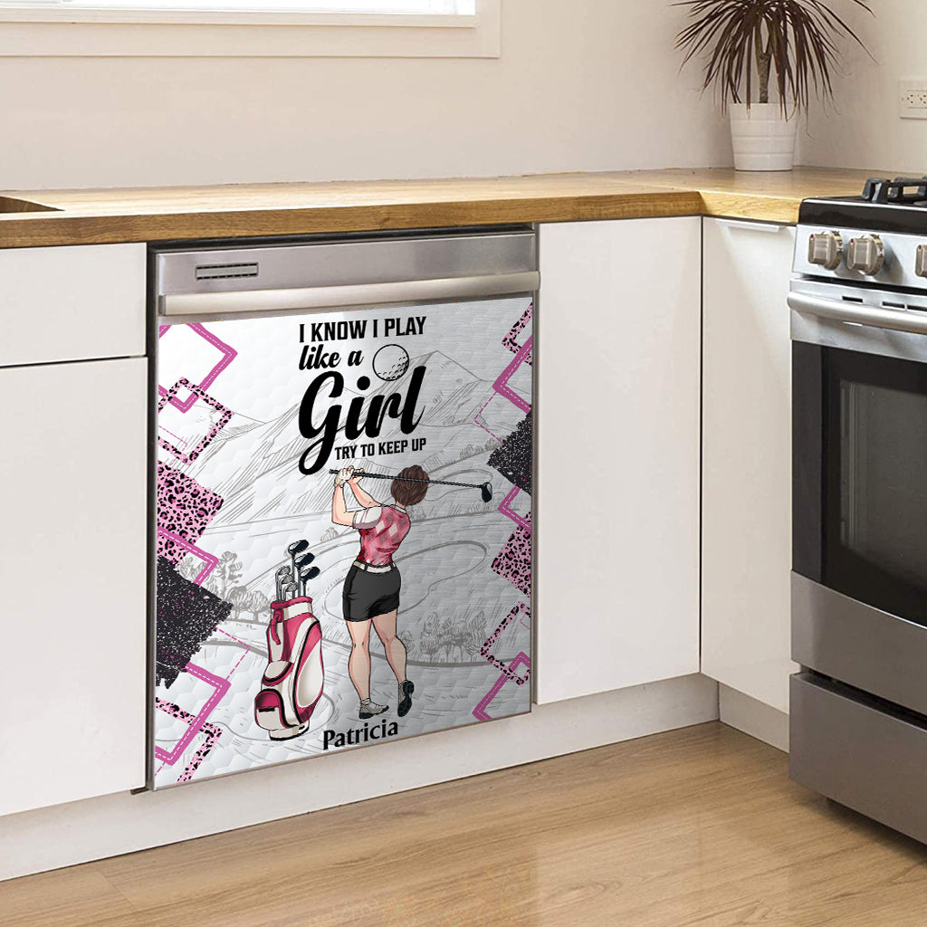 Golfunterricht – Golfgeschenk für sie, Freundin, Ehefrau, Tochter – Personalisierter Geschirrspülerdeckel