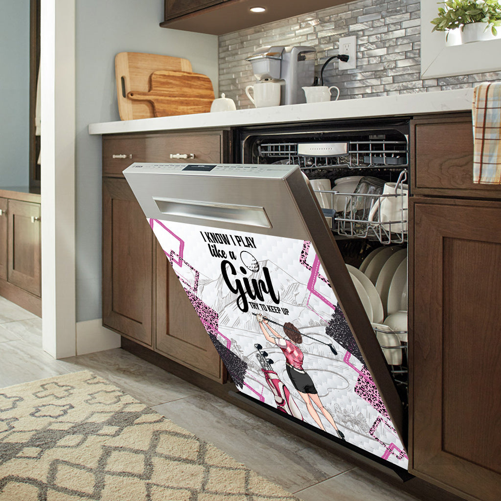 Golfunterricht – Golfgeschenk für sie, Freundin, Ehefrau, Tochter – Personalisierter Geschirrspülerdeckel