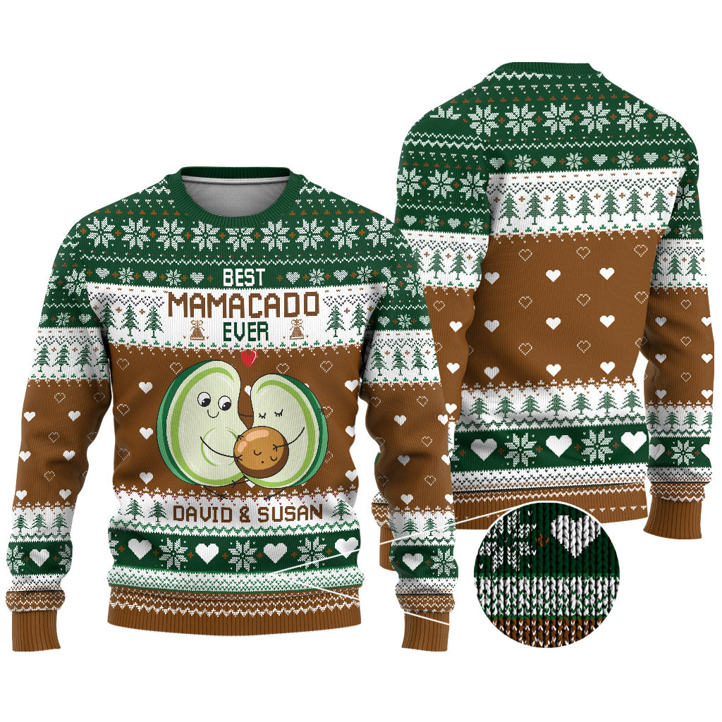 Mamacado Papacado - Pregnancy gift for husband, wife, boyfriend, girlfriend - Personalized Ugly Sweater