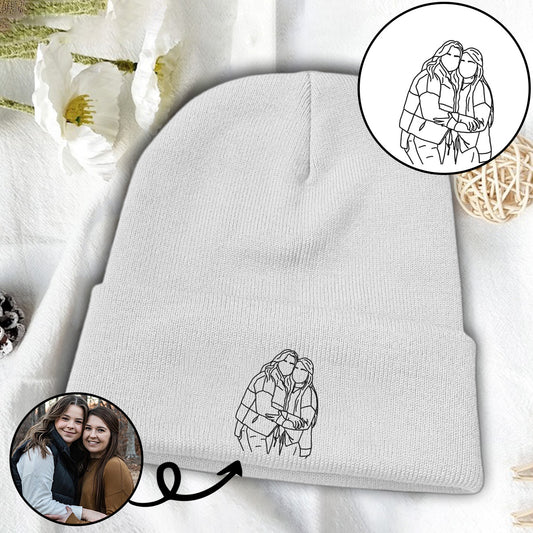 Personalisierte Geschwistermütze mit Fotostickerei