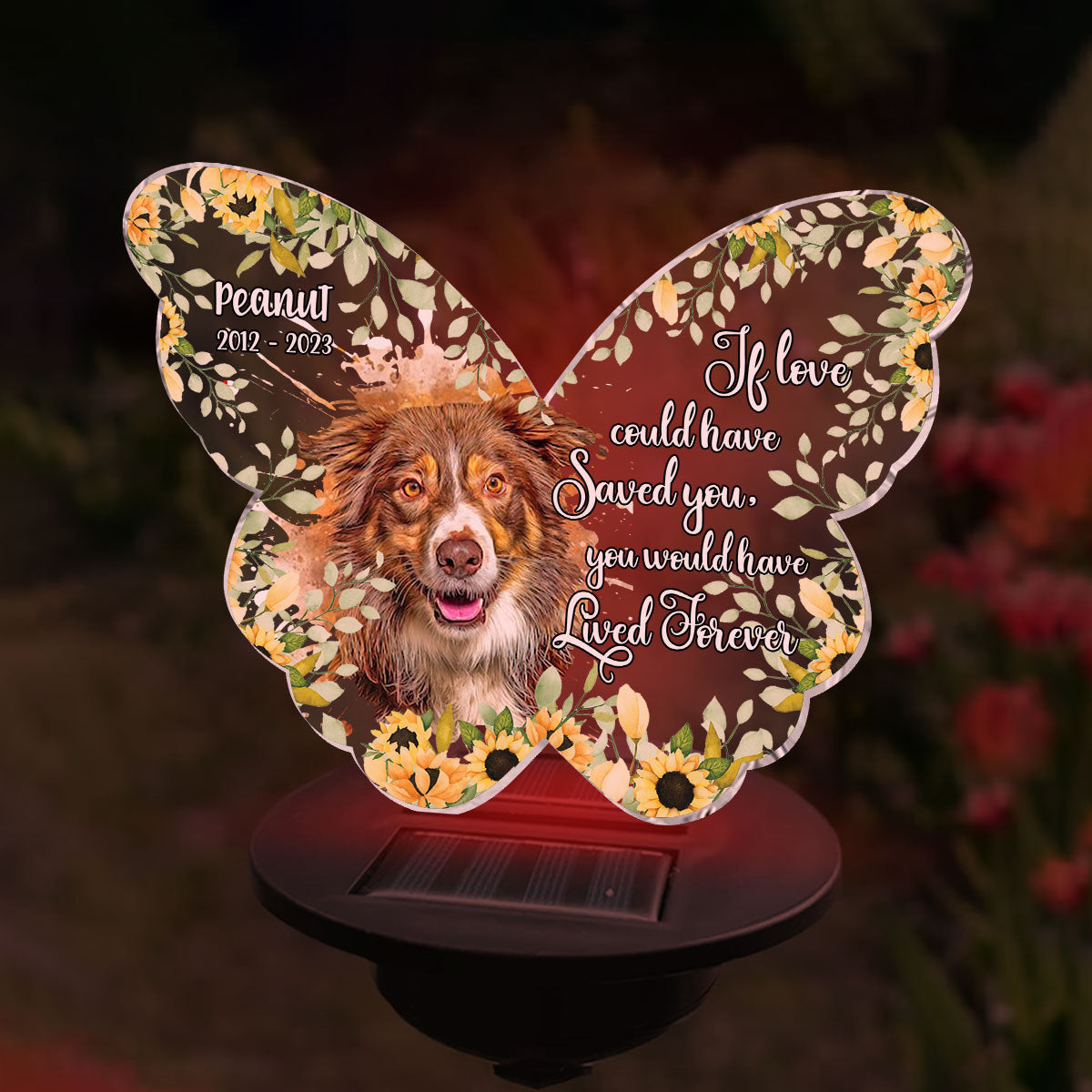 Wenn Liebe dich hätte retten können – Personalisierte Solar-Gartenleuchte für Hunde
