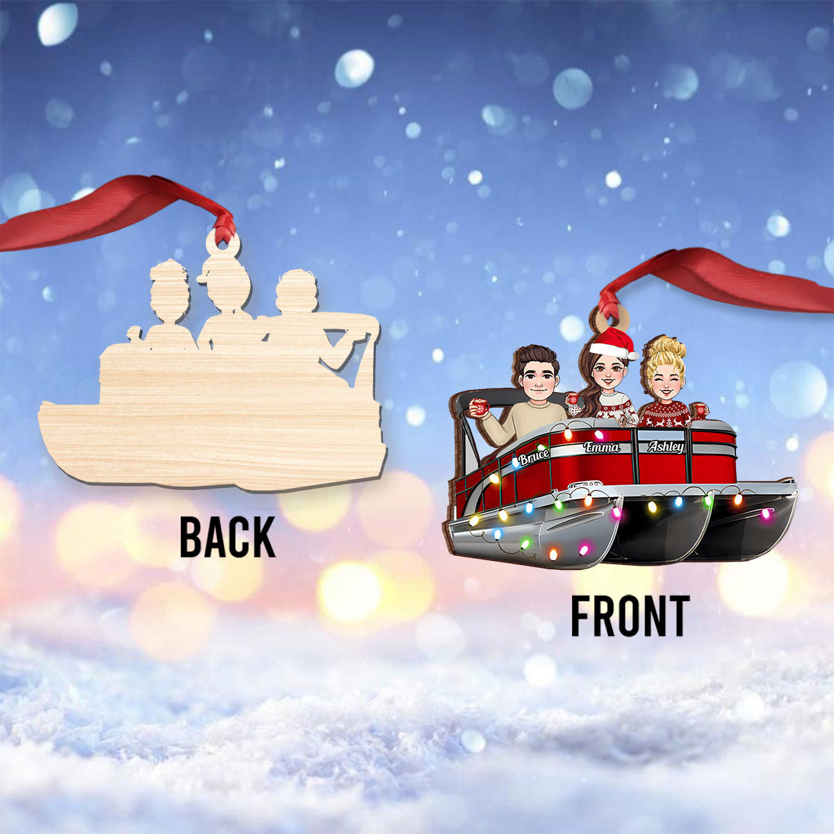 Weihnachtslichter-Pontonboot – personalisierter Ponton-Weihnachtsschmuck