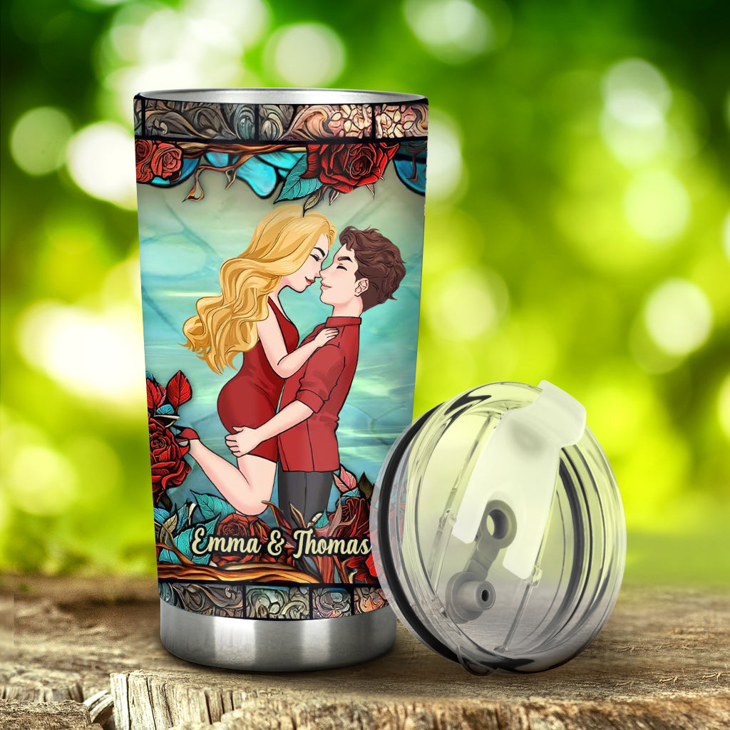 Ich habe dich kennengelernt. Ich mochte dich. Ich liebe dich. Du bleibst bei mir. Für immer dein – Geschenk für Ehemann, Ehefrau, Freund, Freundin – Personalisierter Becher