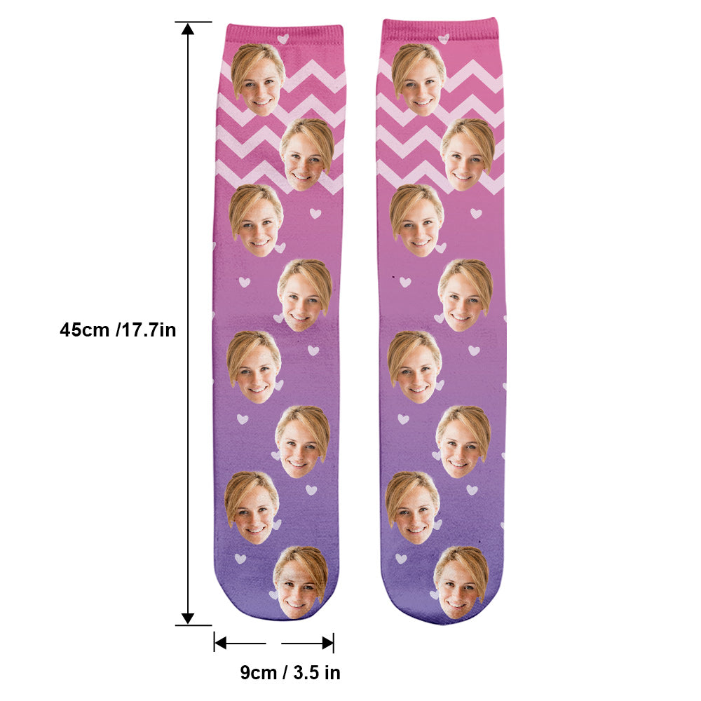 Custom Face Purple Pattern - Personalized Step Mom Socks