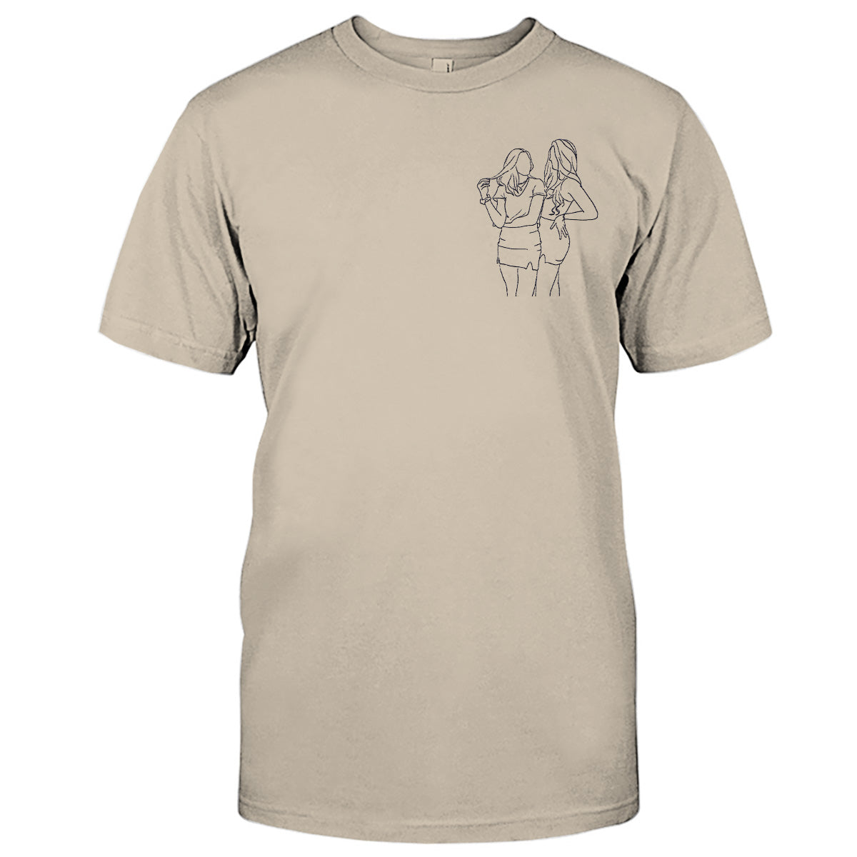 Individuelle Linienzeichnung – Personalisiertes, besticktes T-Shirt für die Tochter