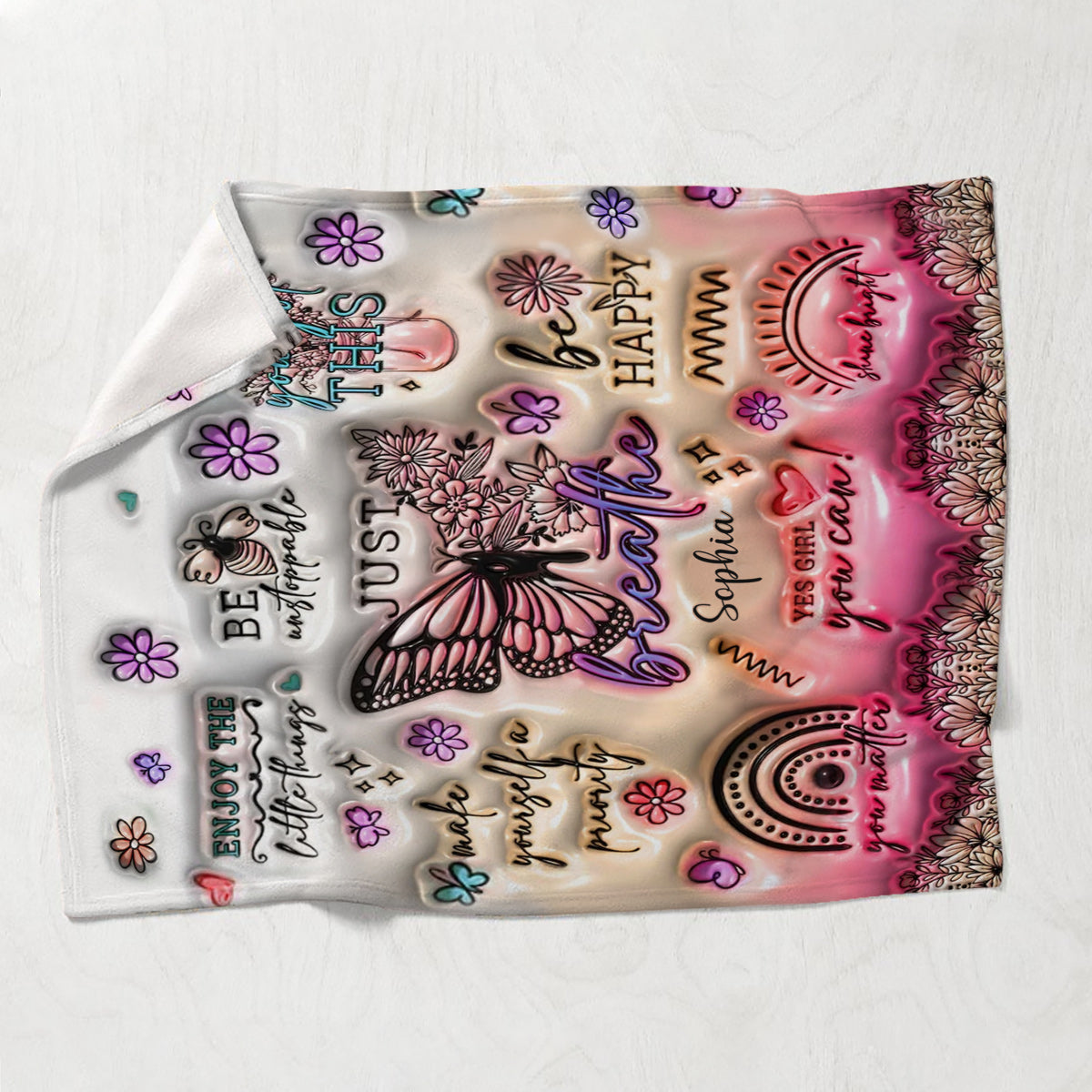 Positive Affirmationen Schmetterling - Personalisierte Schmetterlingsdecke