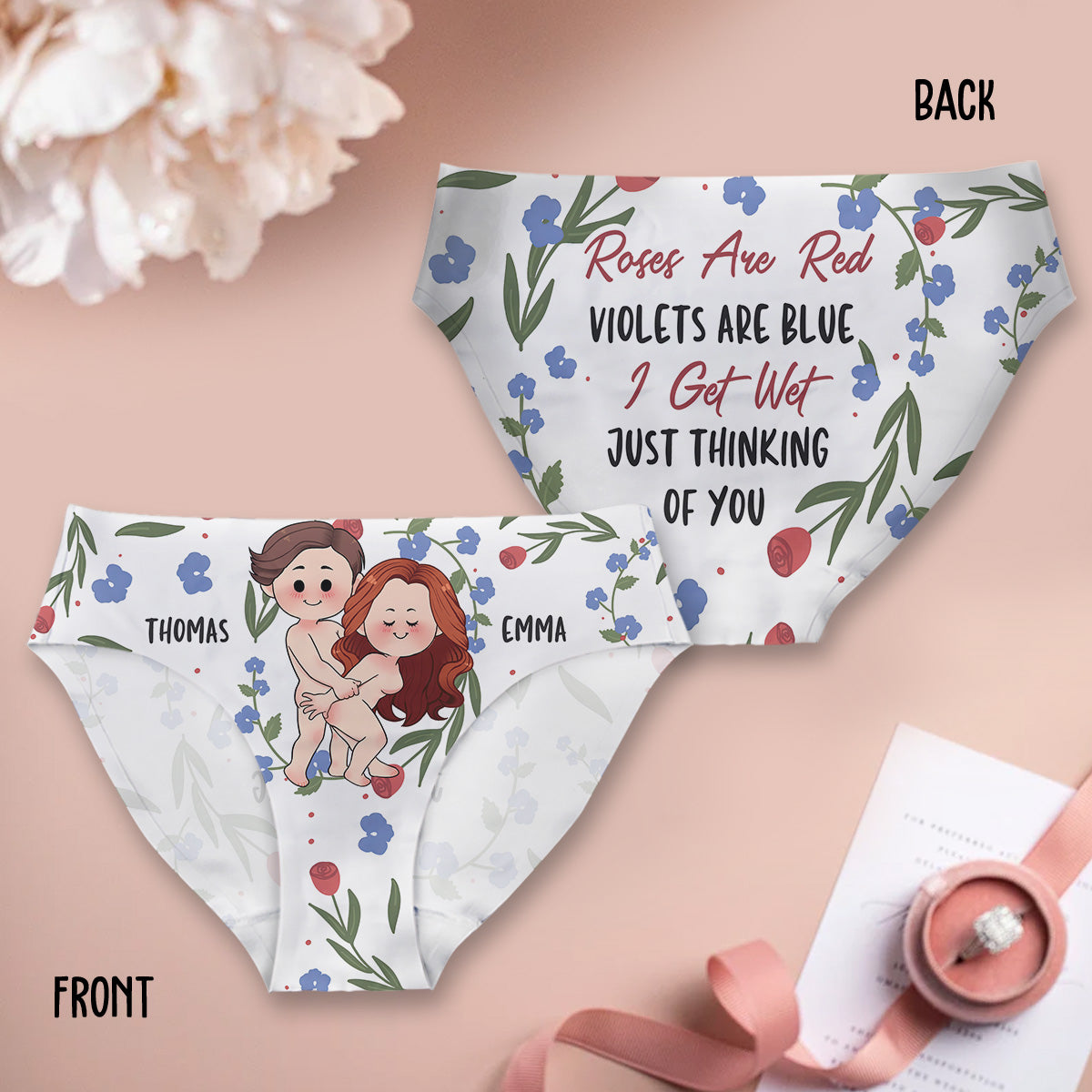 Rosen sind rot, Veilchen sind blau – personalisierte Damen-Pantoletten