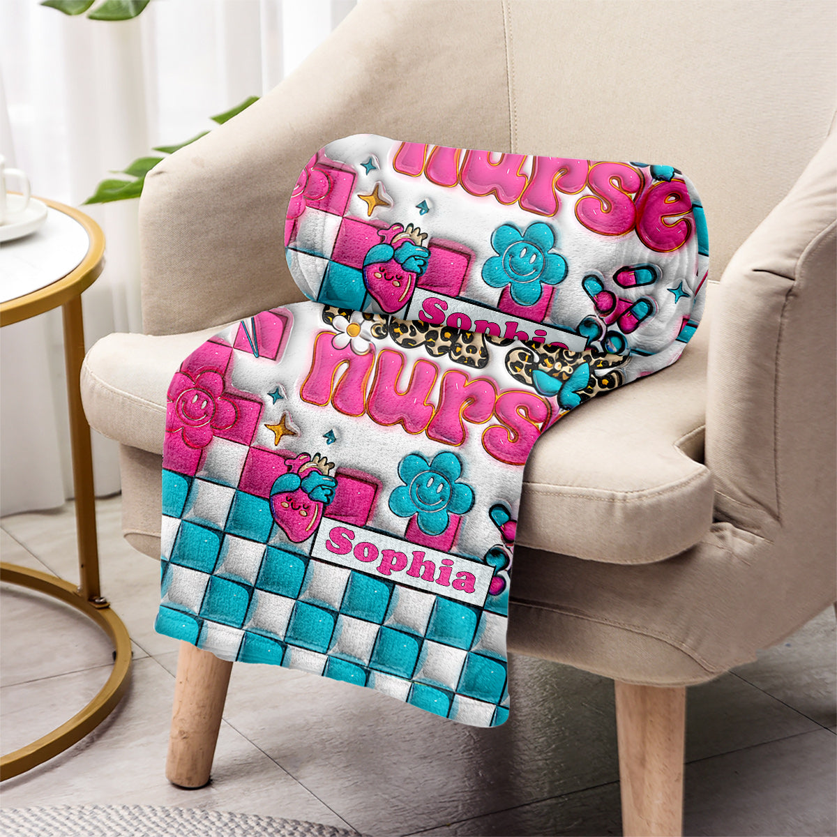 Pflegeleben – Geschenkidee für Krankenschwestern, Mütter, Ehefrauen, Freundinnen – Personalisierte Decke