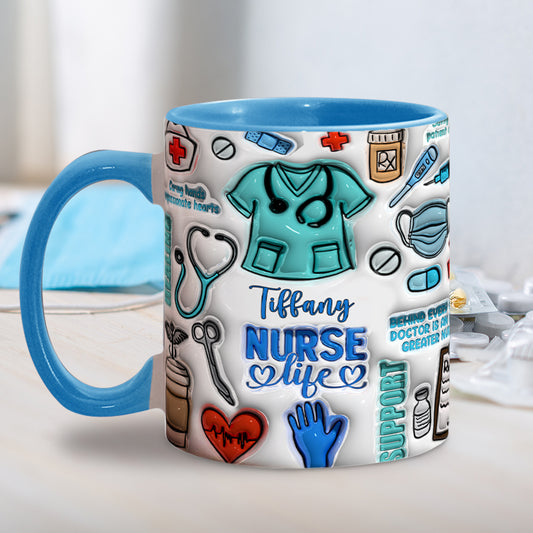 Krankenschwesterleben – Personalisierte Tasse mit Krankenschwester-Motiv
