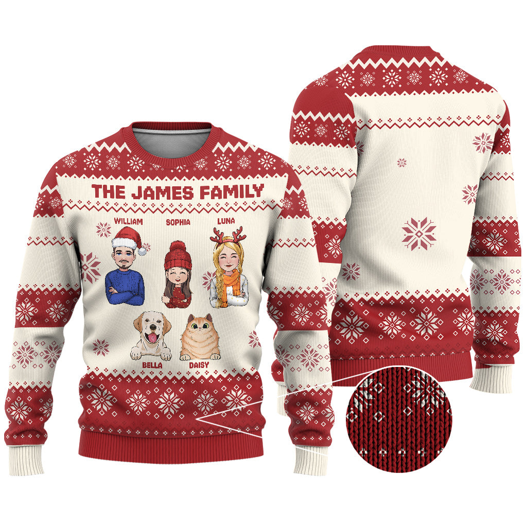 Merry Christmas - Personalized Family Ugly Sweater