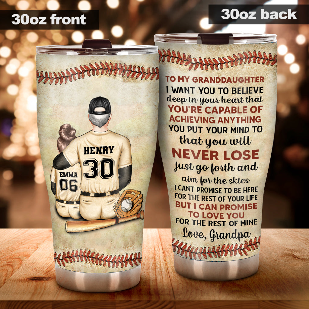 Ich möchte, dass du tief in deinem Herzen daran glaubst – Baseballgeschenk für Sohn, Tochter, Enkelin, Enkel – personalisierter Becher