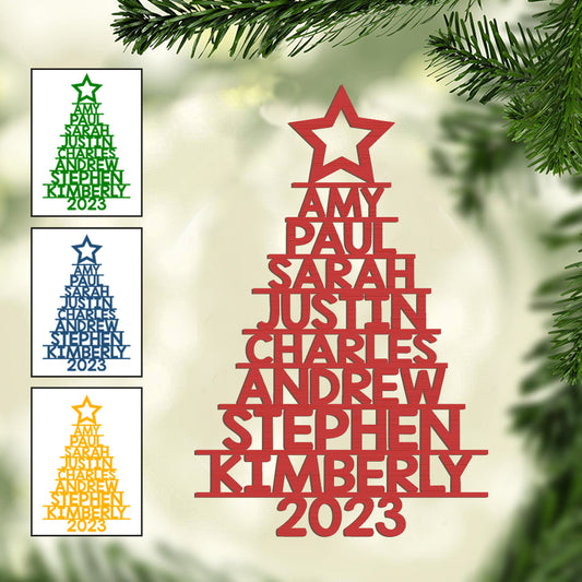 Weihnachtsbaum mit individuellem Namen – Personalisierter Familienschmuck