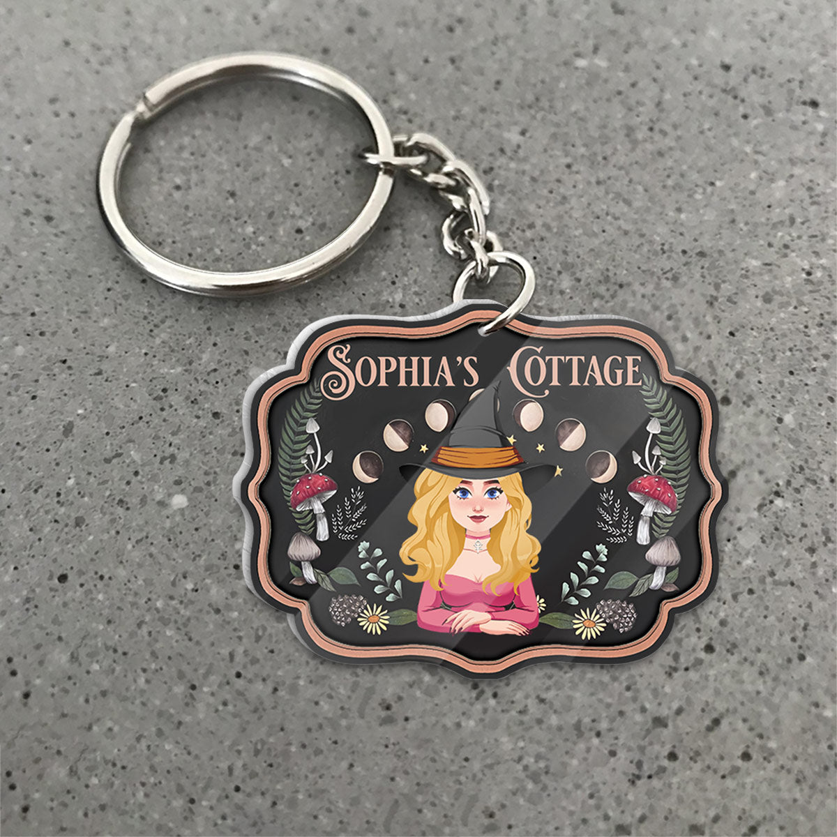 Witch's Cottage - Personalized Witch Keychain