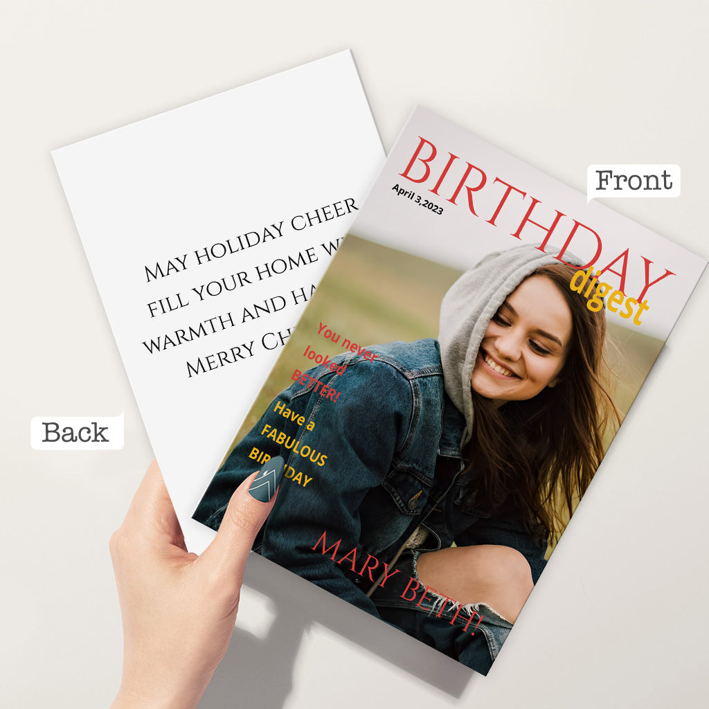 Foto-Upload aus dem Birthday Digest Magazin – Personalisierte Grußkarte