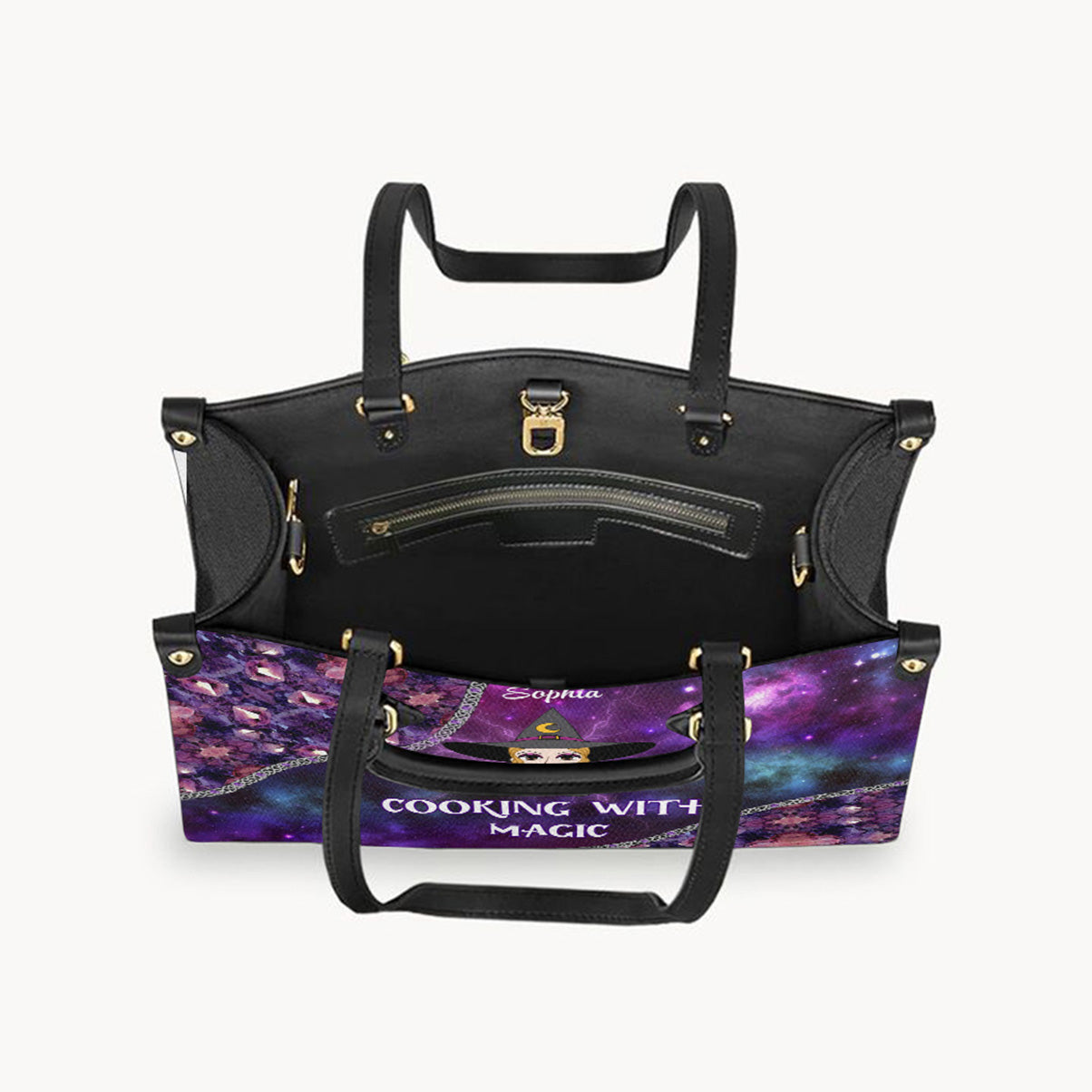 Kochen mit Magie – Personalisierte Hexen-Lederhandtasche