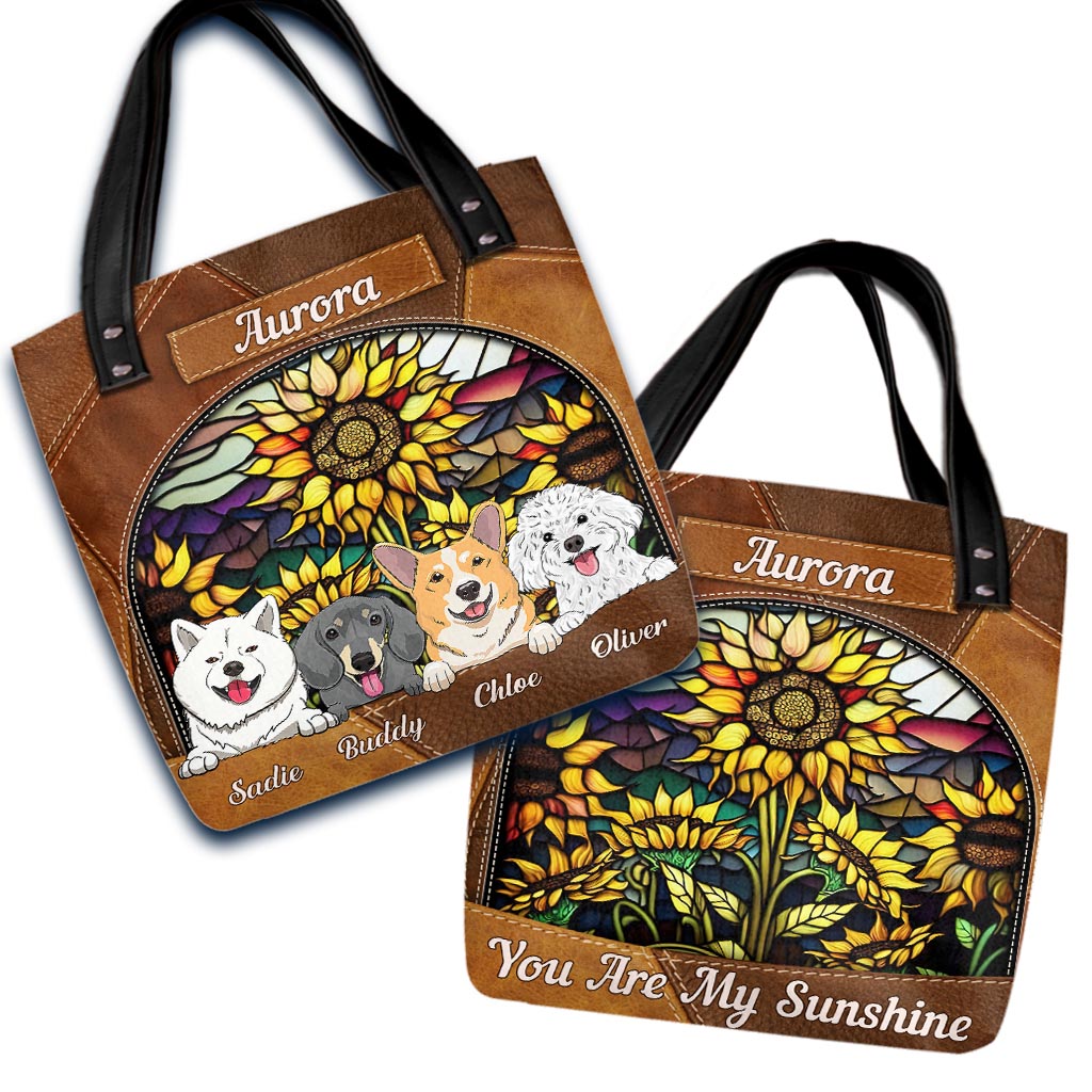Du bist mein Sonnenschein Sonnenblumen-Buntglas - Personalisierte Hunde-Tragetasche