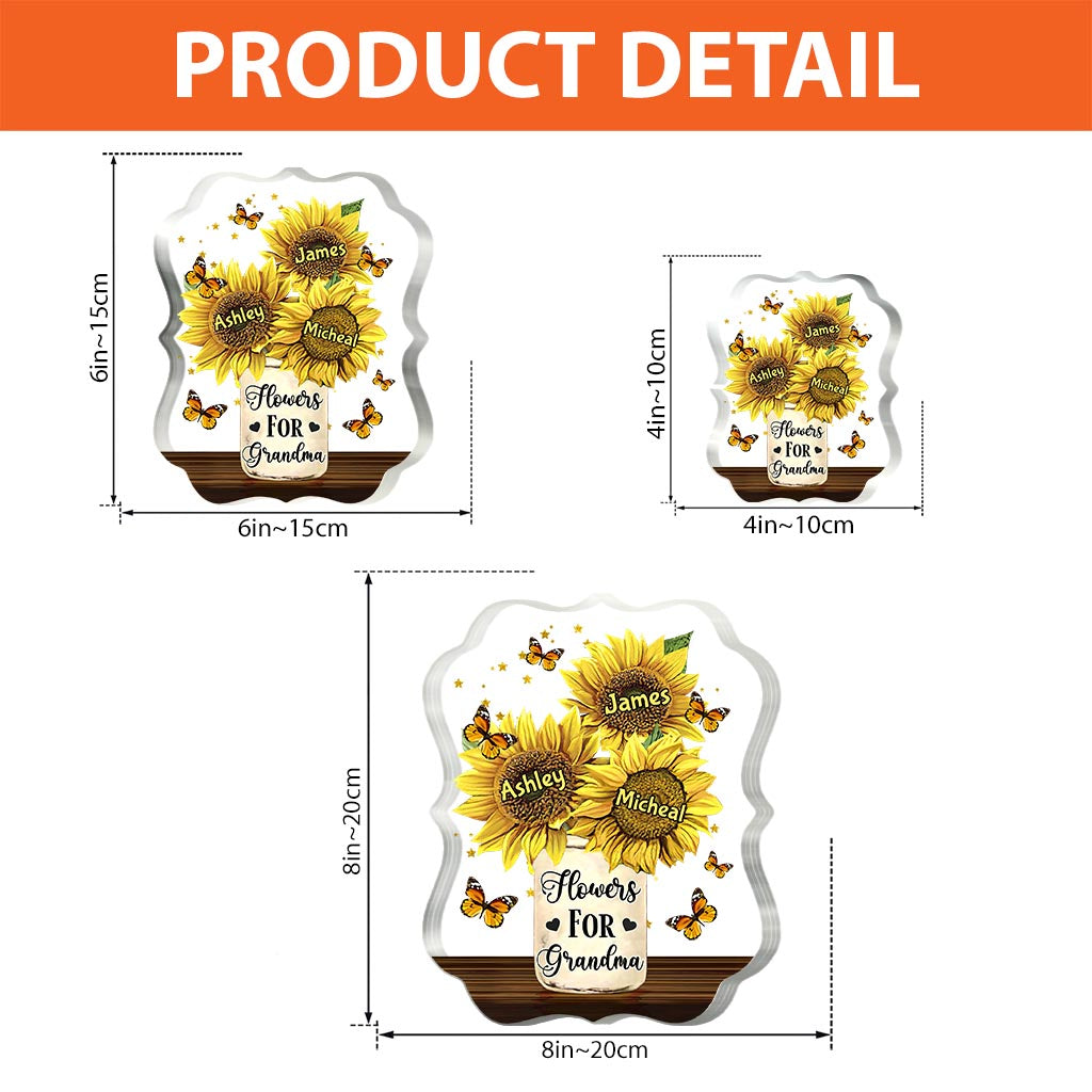 Blumen für Mama – Geschenk für Mama, Oma – Personalisierte Acrylplakette in individueller Form