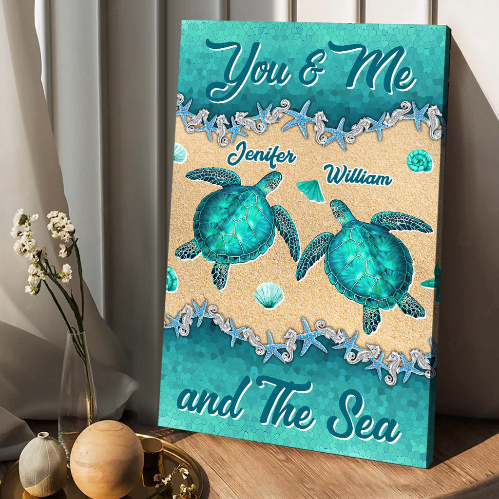 Salty Lil' Beach – Personalisierte Schildkröten-Leinwand und Poster