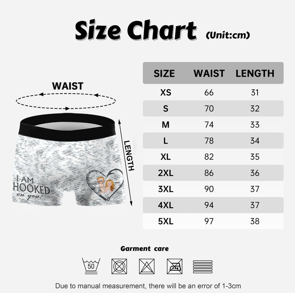 Ich bin süchtig nach dir – personalisierte Angel-Boxershorts für Herren