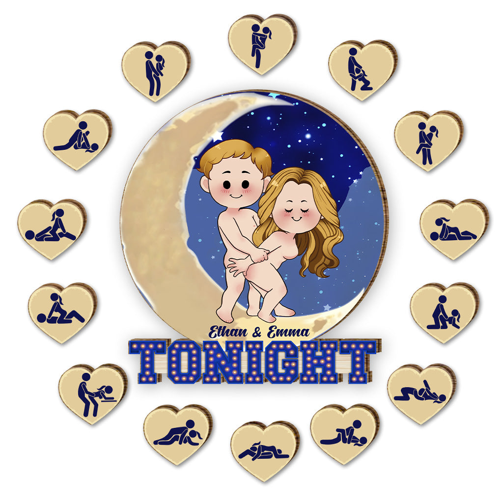 Heute Abend - Personalisiertes, austauschbares Saison-Holzschild für Paare