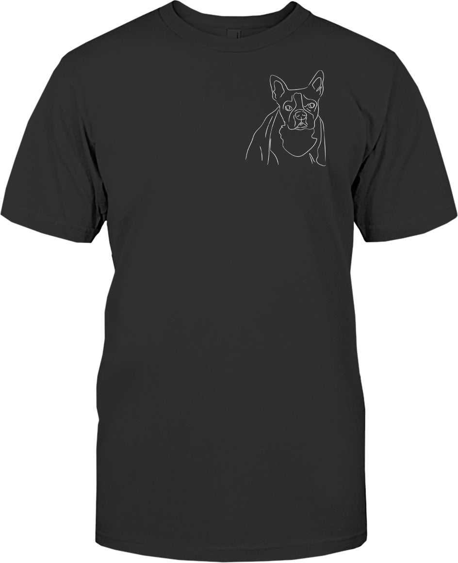 Individuelle Linienzeichnung – Personalisiertes T-Shirt mit Hundestickerei