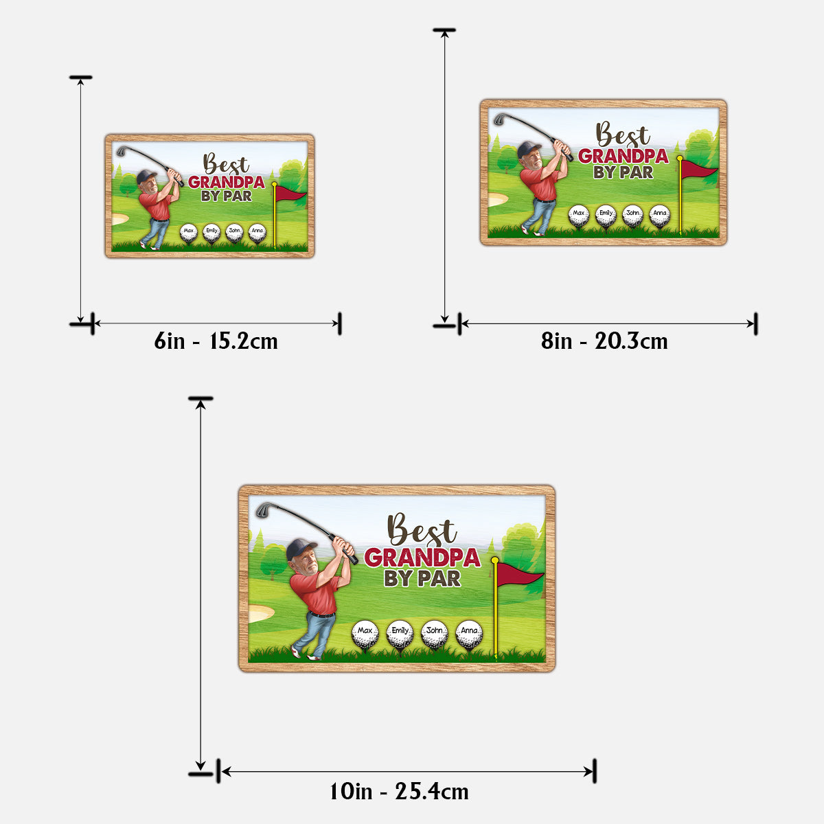 Bester Opa nach Par - Personalisiertes zweilagiges Golf-Holzschild / Holzplakette