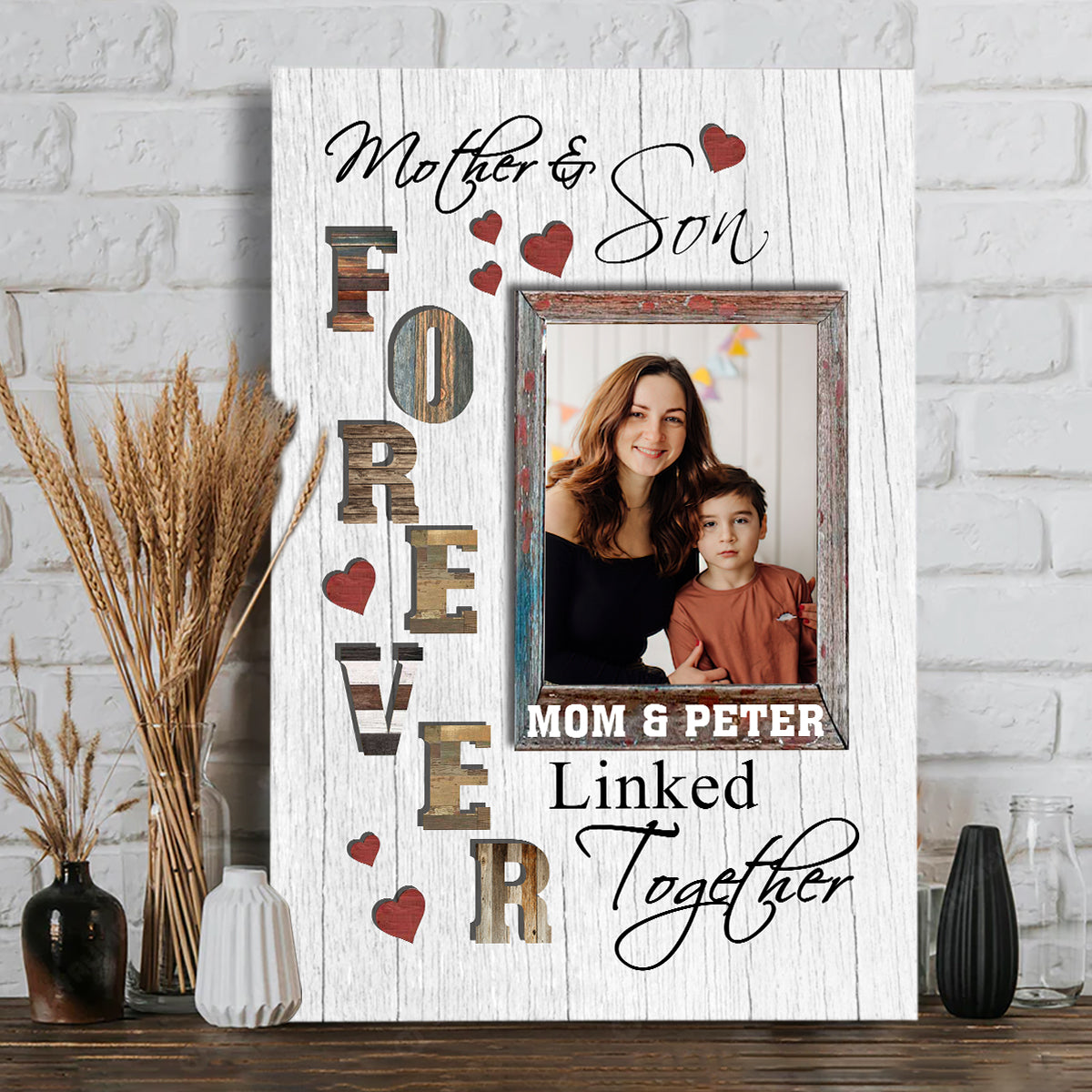 Mutter und Tochter – Geschenk für Mama, Tochter, Sohn – Personalisierte Leinwand und Poster