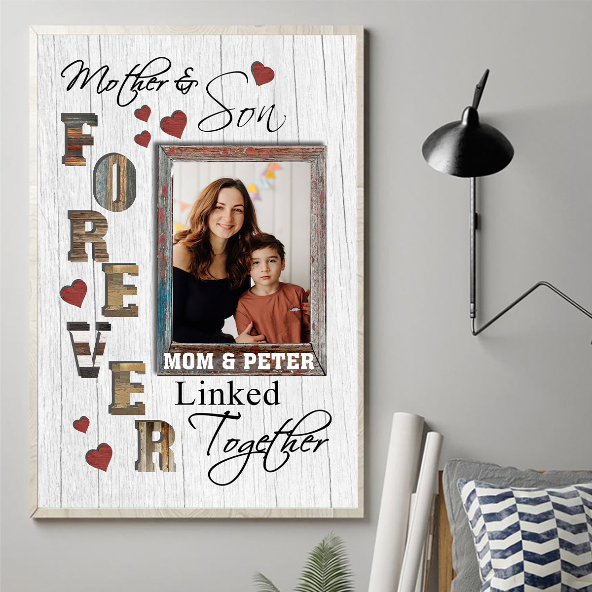 Mutter und Tochter – Geschenk für Mama, Tochter, Sohn – Personalisierte Leinwand und Poster