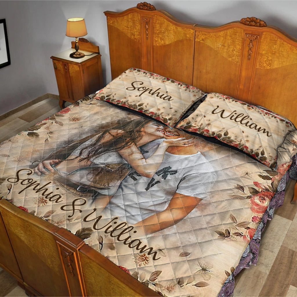 Aquarell-Paar – Personalisiertes Quilt-Set für Paare