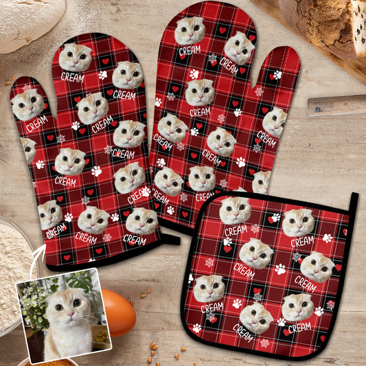 Personalisierte Haustierdecke mit Foto – Geschenk für Katzen- und Hundeliebhaber – Personalisierte Topflappen und Ofenhandschuhe