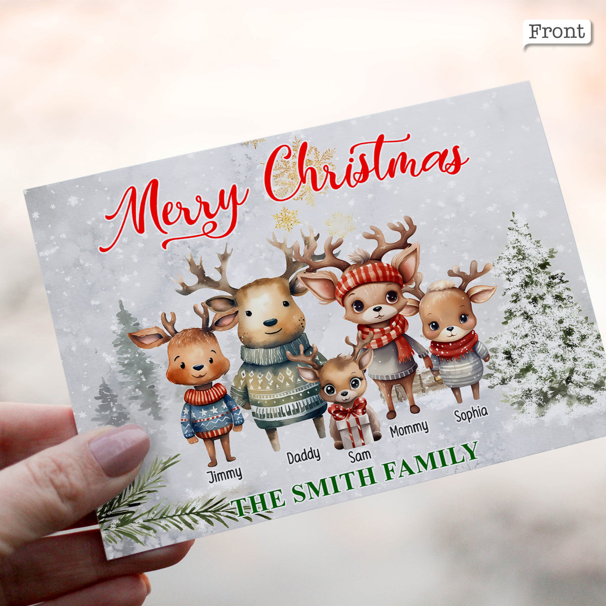 Merry Christmas - Personalized Family Greeting Card