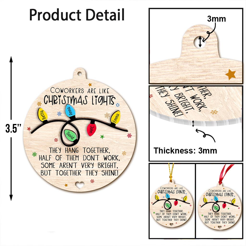Kollegen sind wie Weihnachtslichter – gemeinsam leuchten sie – personalisierter Kollegen-Weihnachtsbaumschmuck
