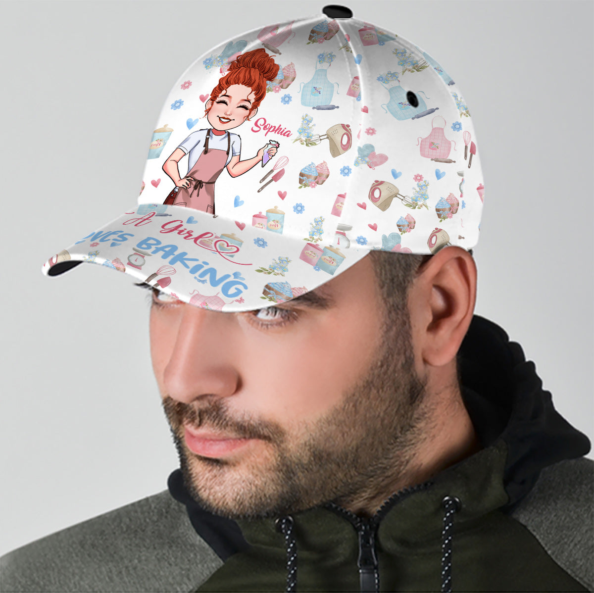 Einfach ein Mädchen, das Backen liebt – Personalisierte Backmütze im klassischen Stil