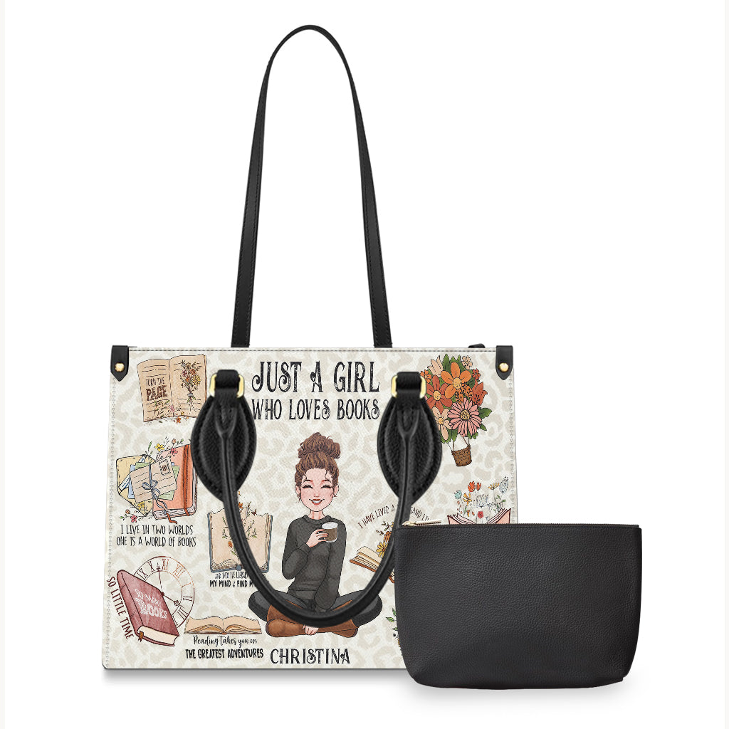 Einfach ein Mädchen, das Bücher liebt – personalisierte Buch-Lederhandtasche