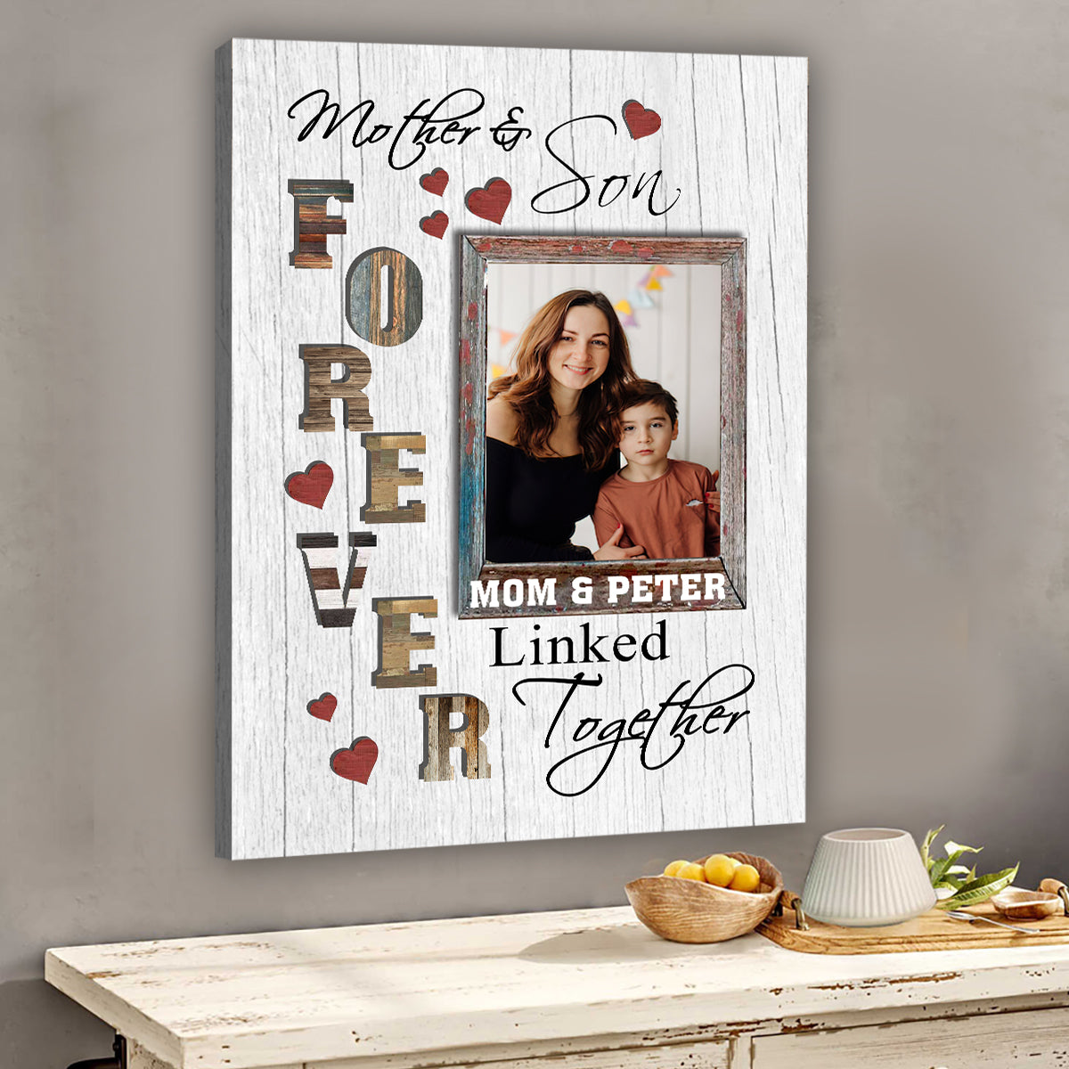 Mutter und Tochter – Geschenk für Mama, Tochter, Sohn – Personalisierte Leinwand und Poster