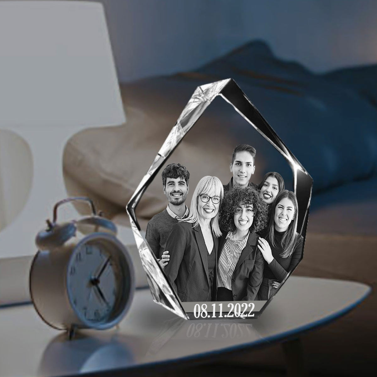 Bestes Team aller Zeiten – Geschenk für Kollegen – Personalisierte 3D-Kristalllampe in Eisbergform mit Lasergravur