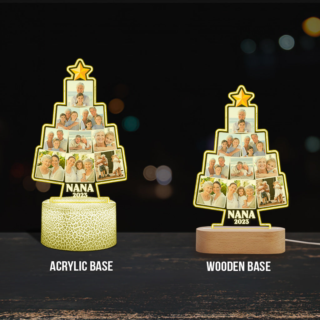 Picture Christmas Tree - Gift for grandma, wife, mom, her - Personalized Shaped Plaque Light Base