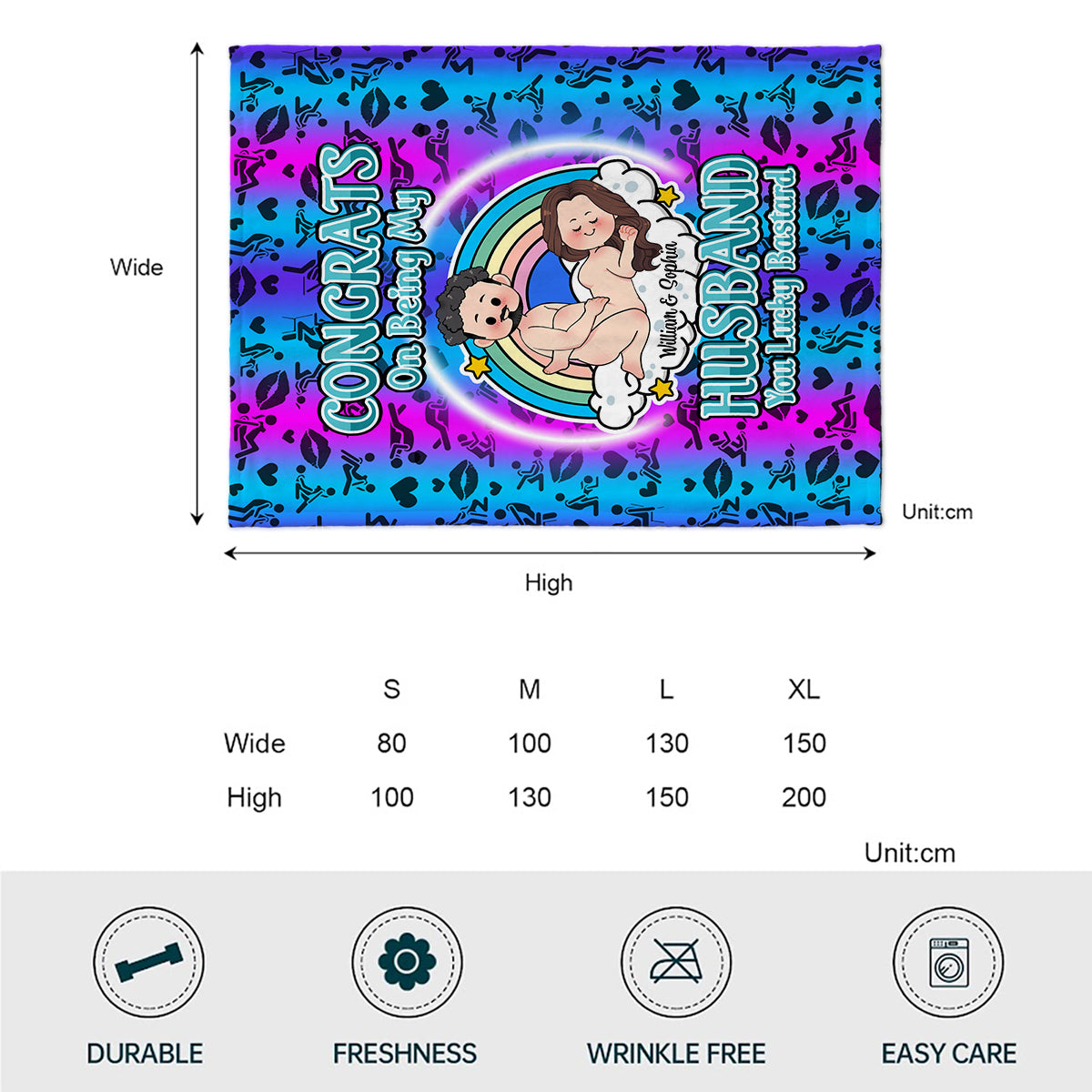 Glückwunsch, dass du mein Ehemann bist – Personalisierte Ehemann-Ehefrau-Decke