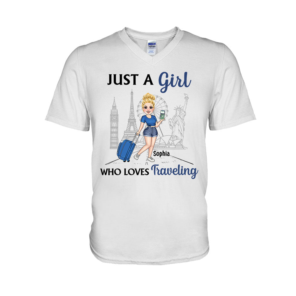Just A Girl Who Loves Traveling - Personalized Travelling T-shirt & Hoodie