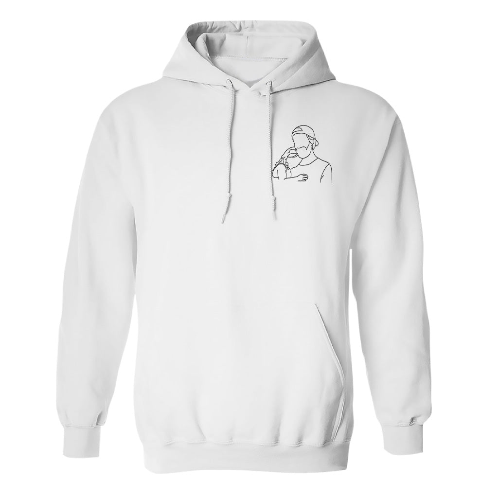Individuelle Linienzeichnung – Personalisierter bestickter Hoodie für Stiefväter