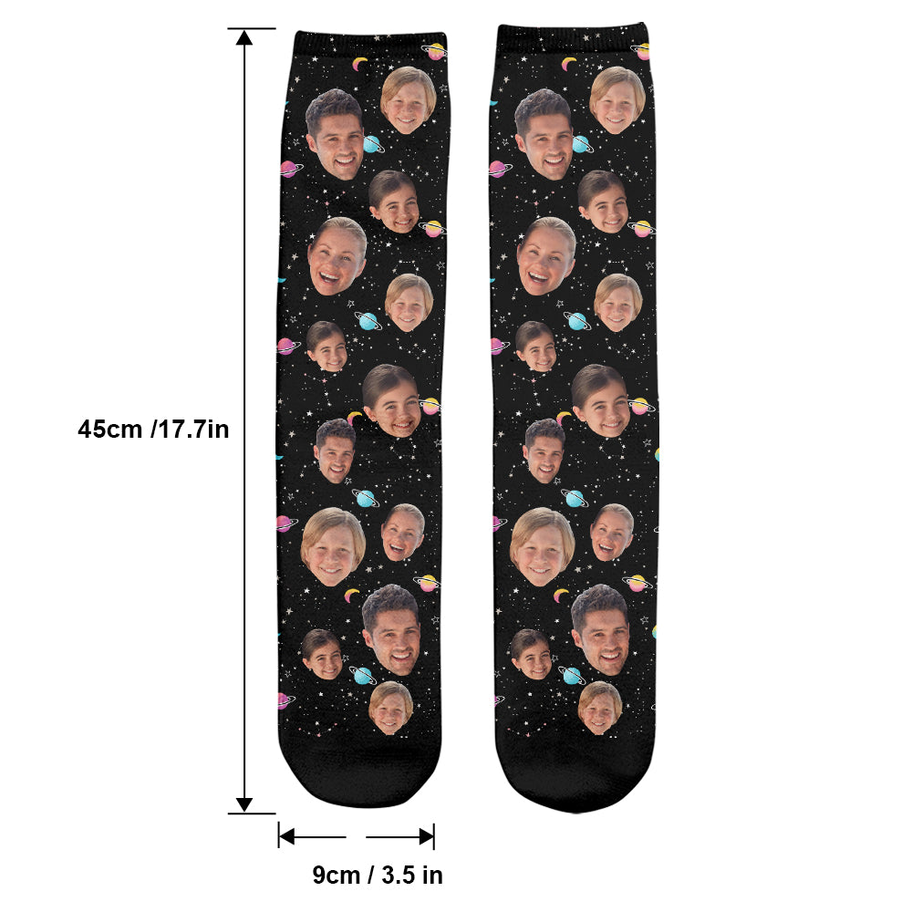 Custom Face Galaxy – Personalisierte Familiensocken