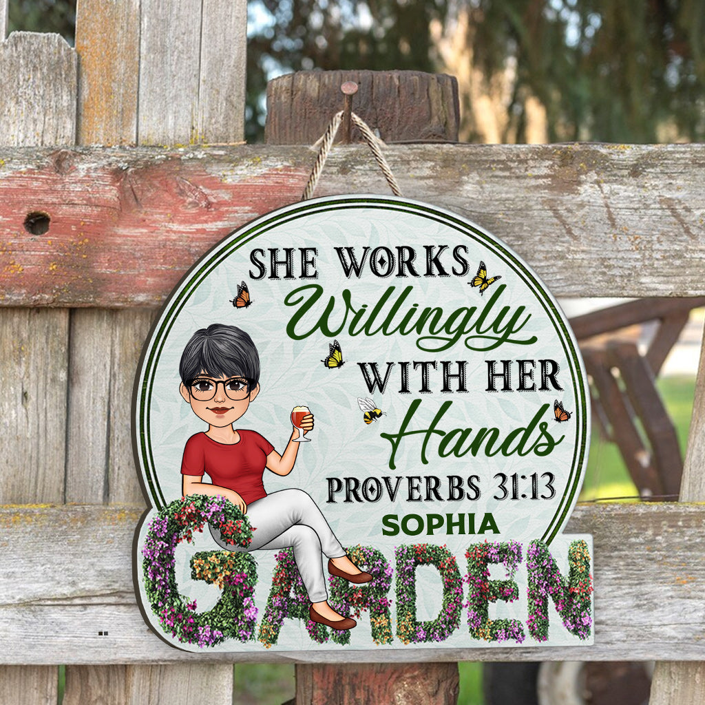 Vorsicht vor der verrückten Pflanzenlady! - Personalisiertes Gartenschild aus Holz