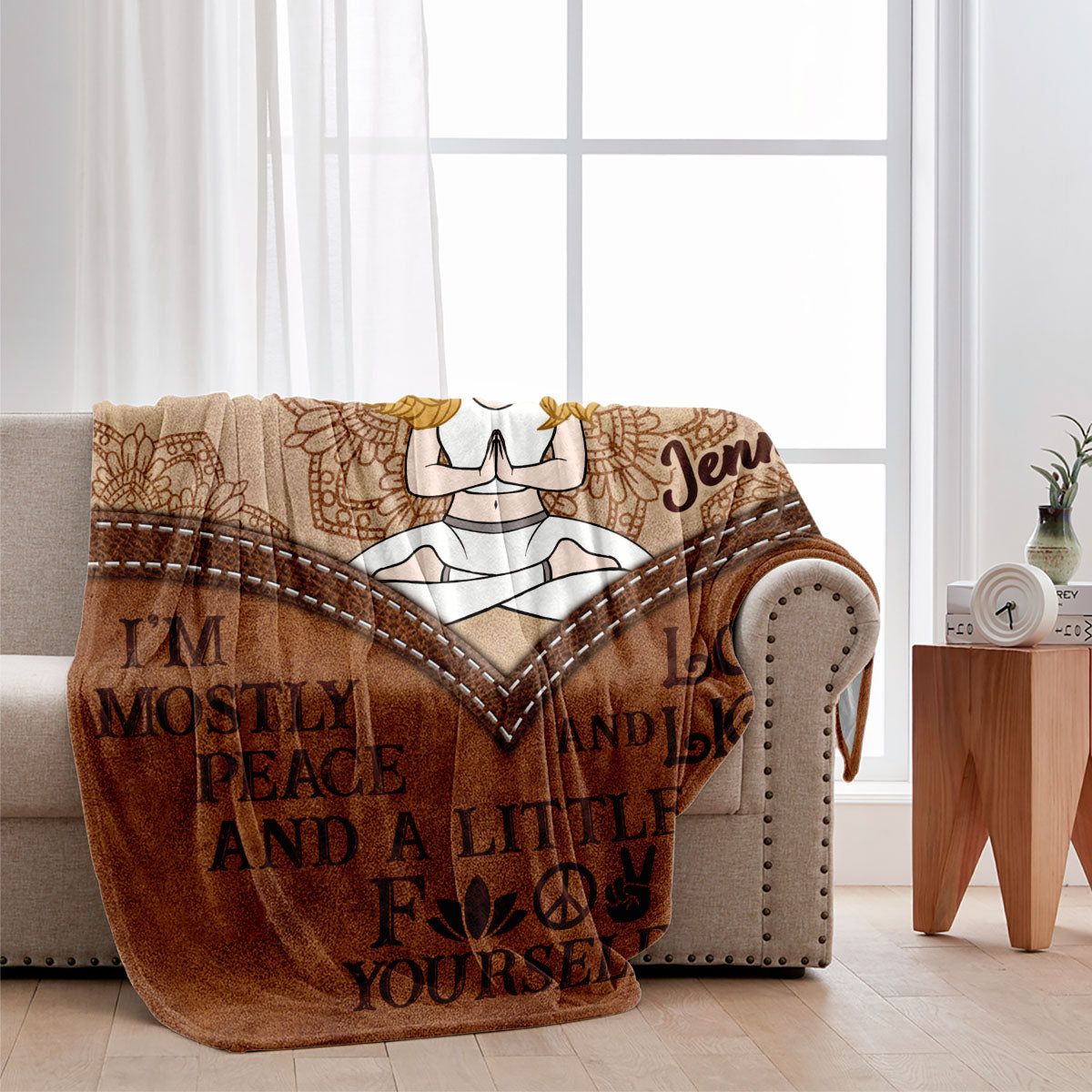 Ich bin größtenteils Frieden – personalisierte Yogadecke