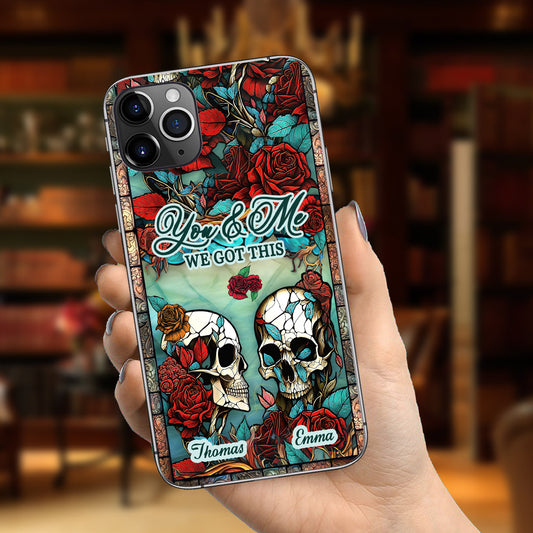 Totenkopf-Paar – Totenkopf-Geschenk für Ehemann, Ehefrau, Freund, Freundin – Personalisierte Handyhülle